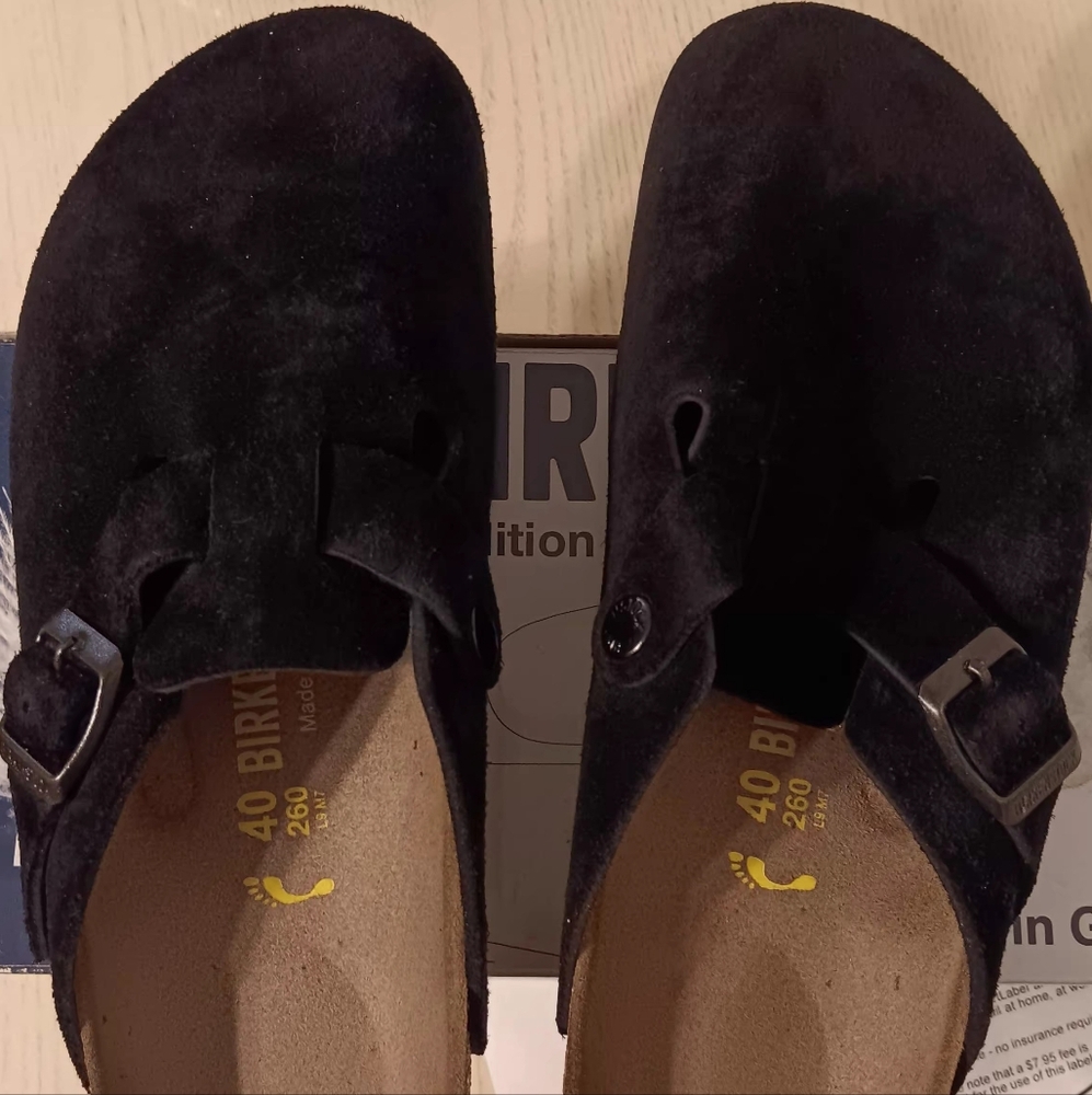 Birkenstock Black Suede Clogs